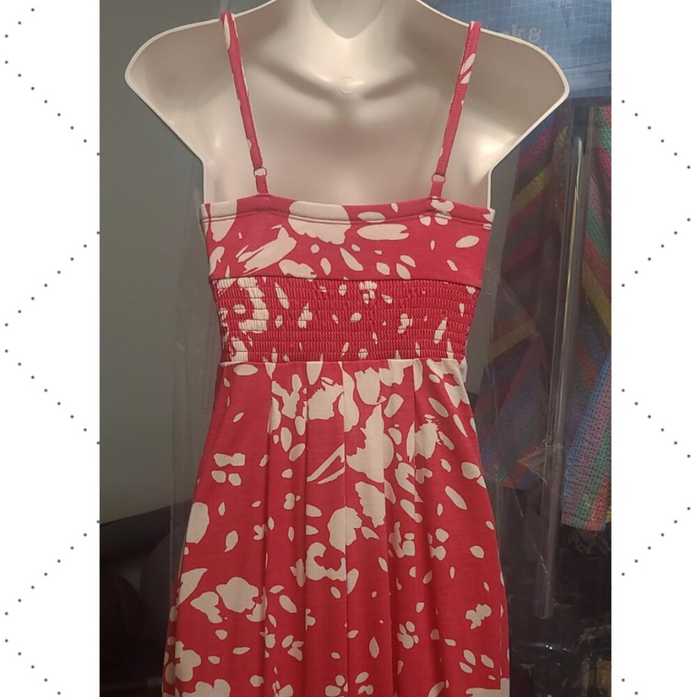 American Eagle Hot Pink/White Floral Sundress XS Adjustable Straps Smocked Back - Picture 3 of 9